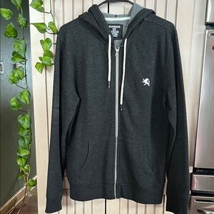 Express Men's Charcoal Zip-Up Sweater